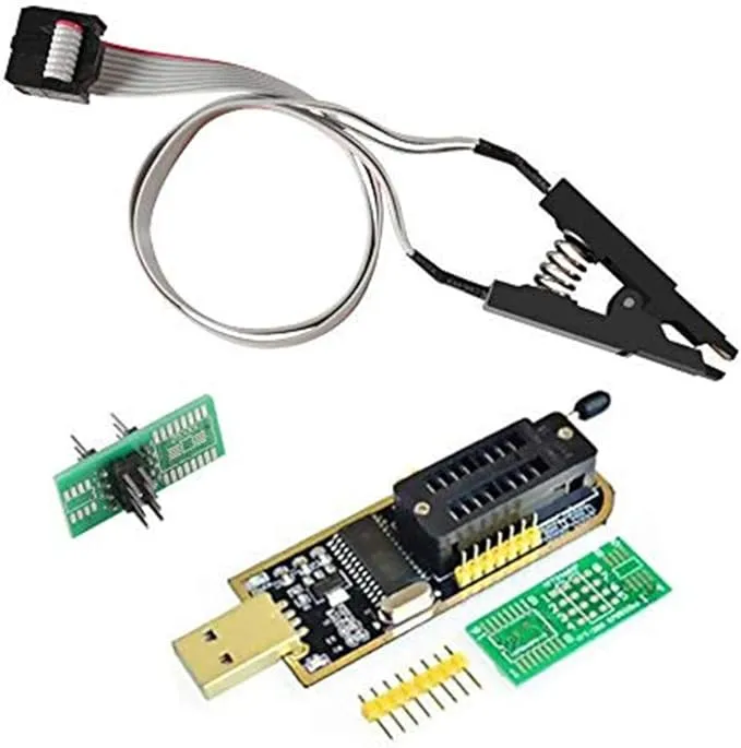 Organizer SOIC8 SOP8 Flash Chip IC Test Clips Socket Adpter Programmer BIOS + CH341A 24 25 Series EEPROM Flash BIOS USB Programmer Module (Single Clip + USB)