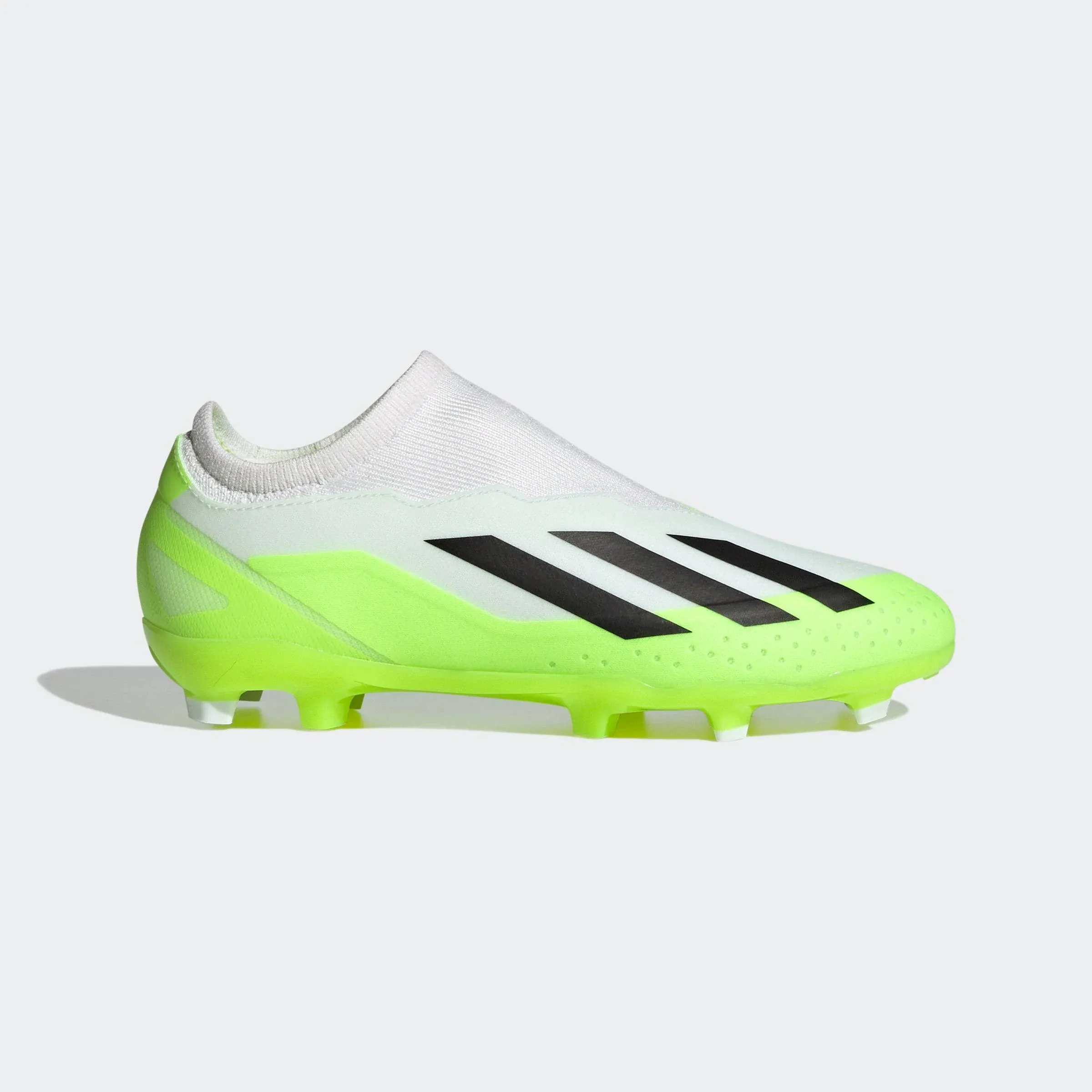 Adidas x Crazyfast.3 Laceless FG Youth - White/Black/Lemon - Size 5.5