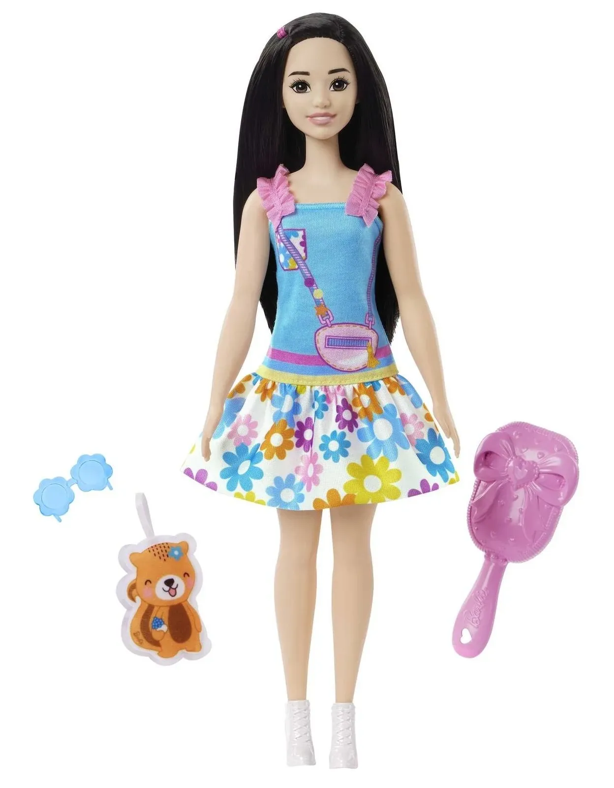 My First Barbie Renee Preschool Doll with Soft Posable Body, Squirrel & Accessories, 13.5-inch