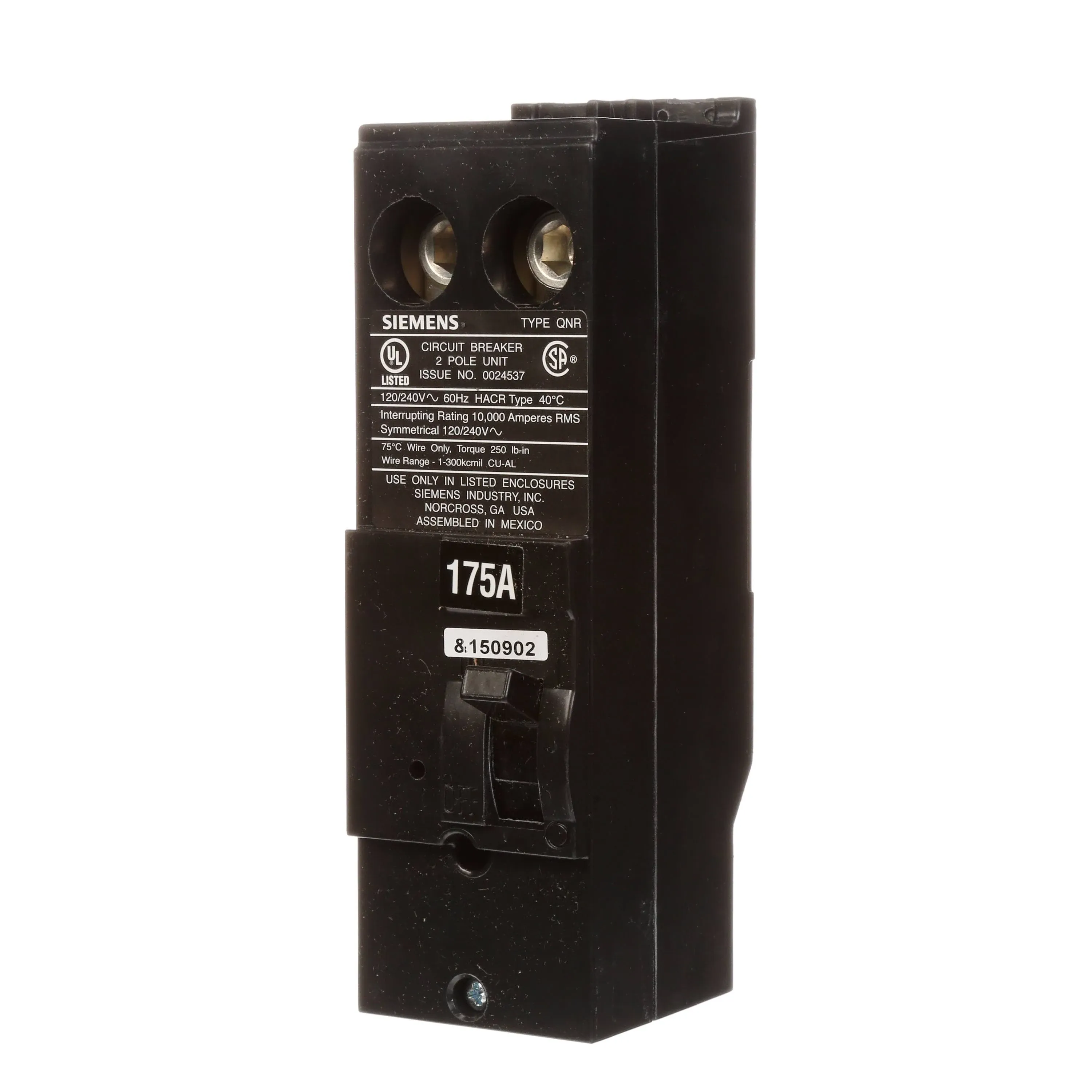 QN2175R - Siemens Plug-In 240V 175A 2 pole circuit breaker 10kA@240V