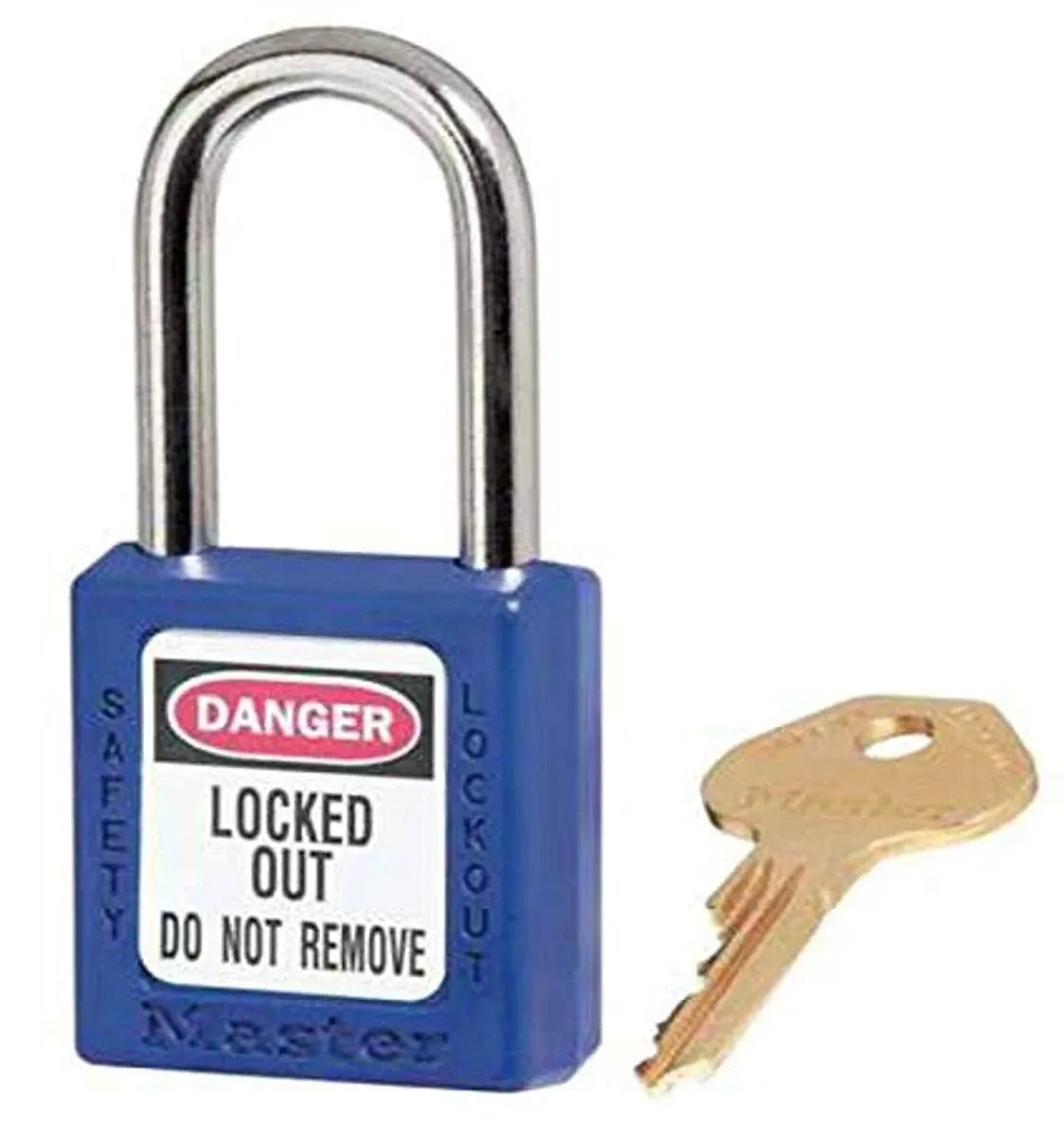 Lockout Padlock: Keyed Different, Key Retaining, Thermoplastic, Steel Shackle, Blue 1/4" Shackle Dia