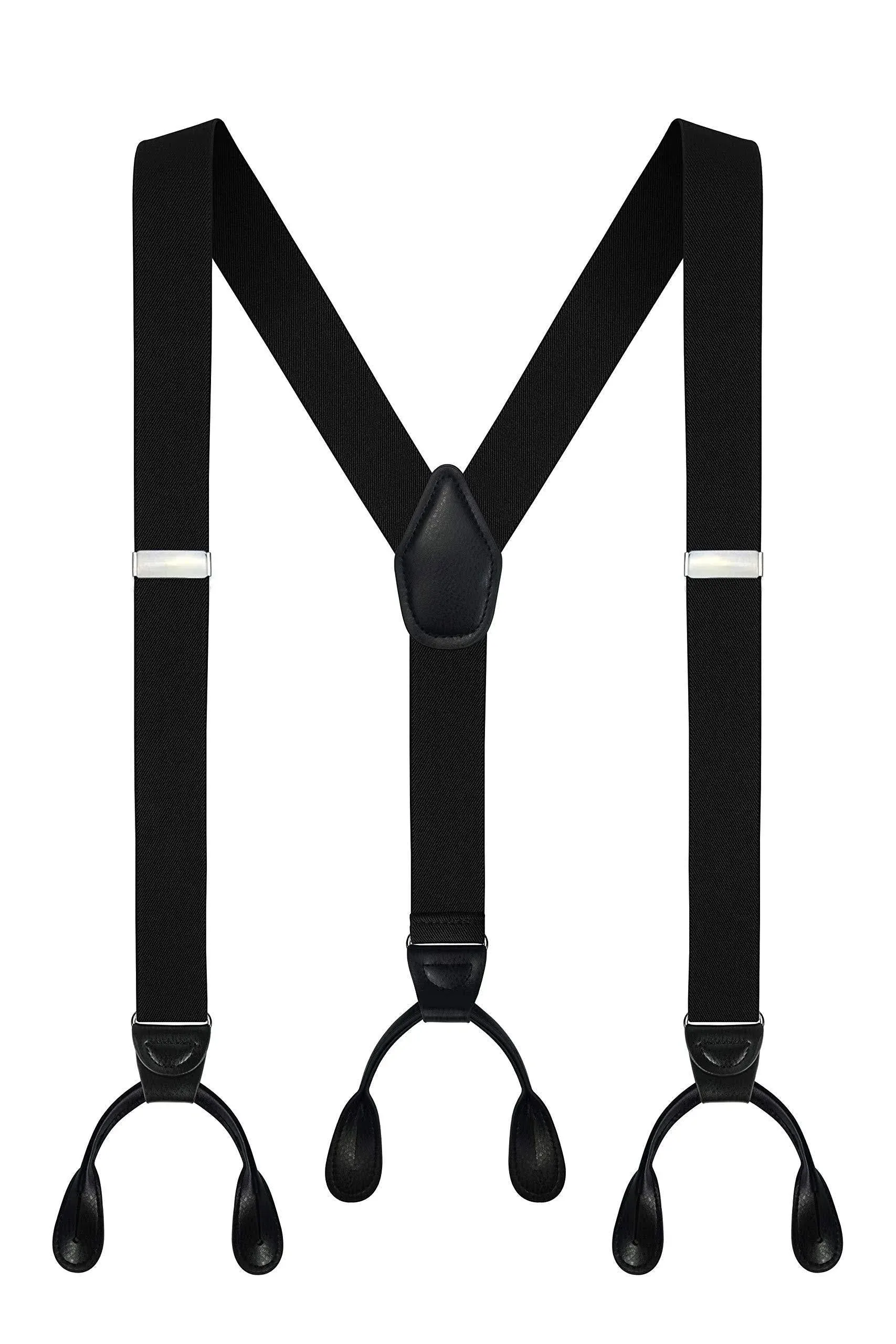 Moulen Men's Y-Back 1.4 Inches Wide Button End Elastic Adjustable Suspenders