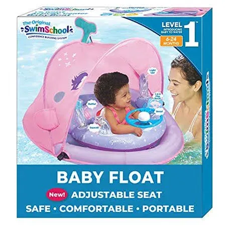 SwimSchool\xa0Bab<wbr/>y Pool Float\xa0with Adjustable Canopy - 6-24 Months - Includes 5-...