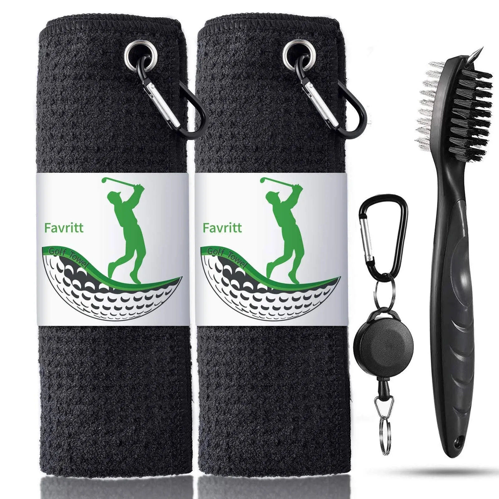 3 Pack Golf Towel Golf Club Cleaner Set, Microfiber Fabric Waffle Pattern Towels, Heavy Duty Carabiner Clip (3Pcs)