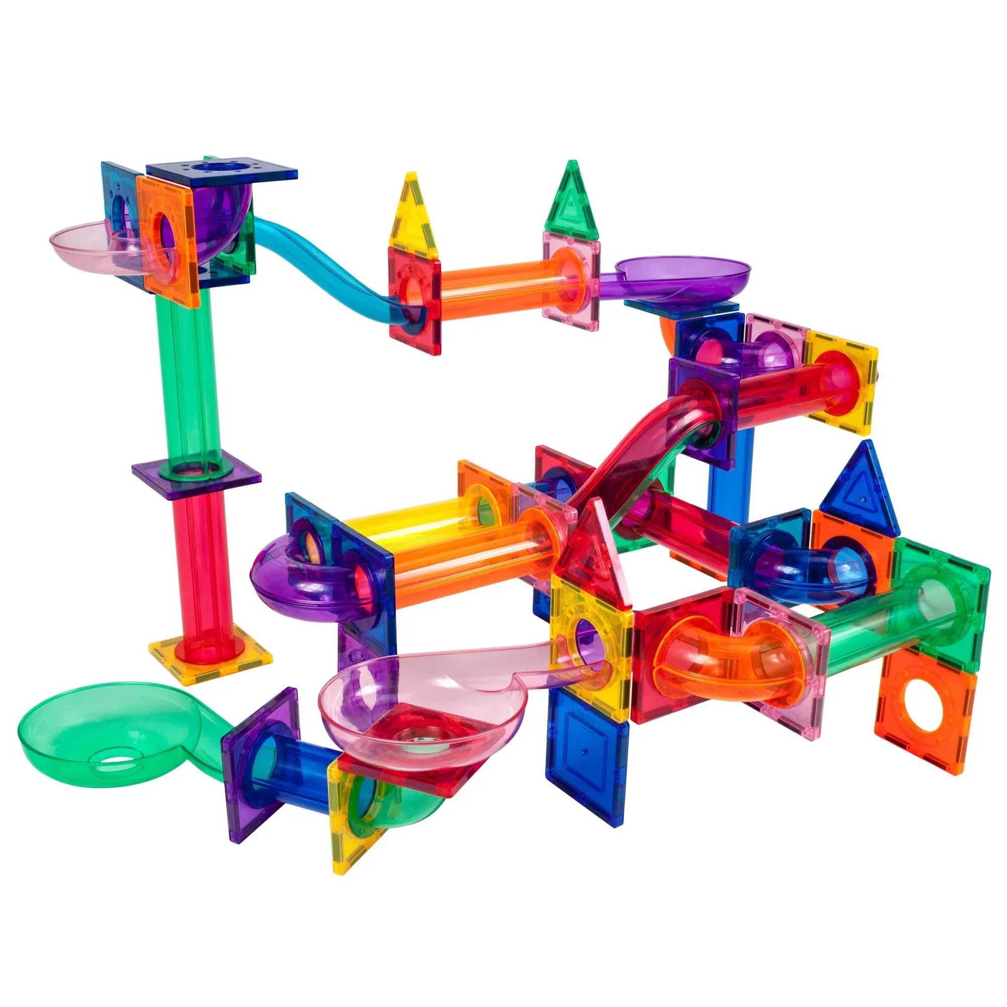 PicassoTiles Magnetic Marble Run Building Blocks - 100 Piece