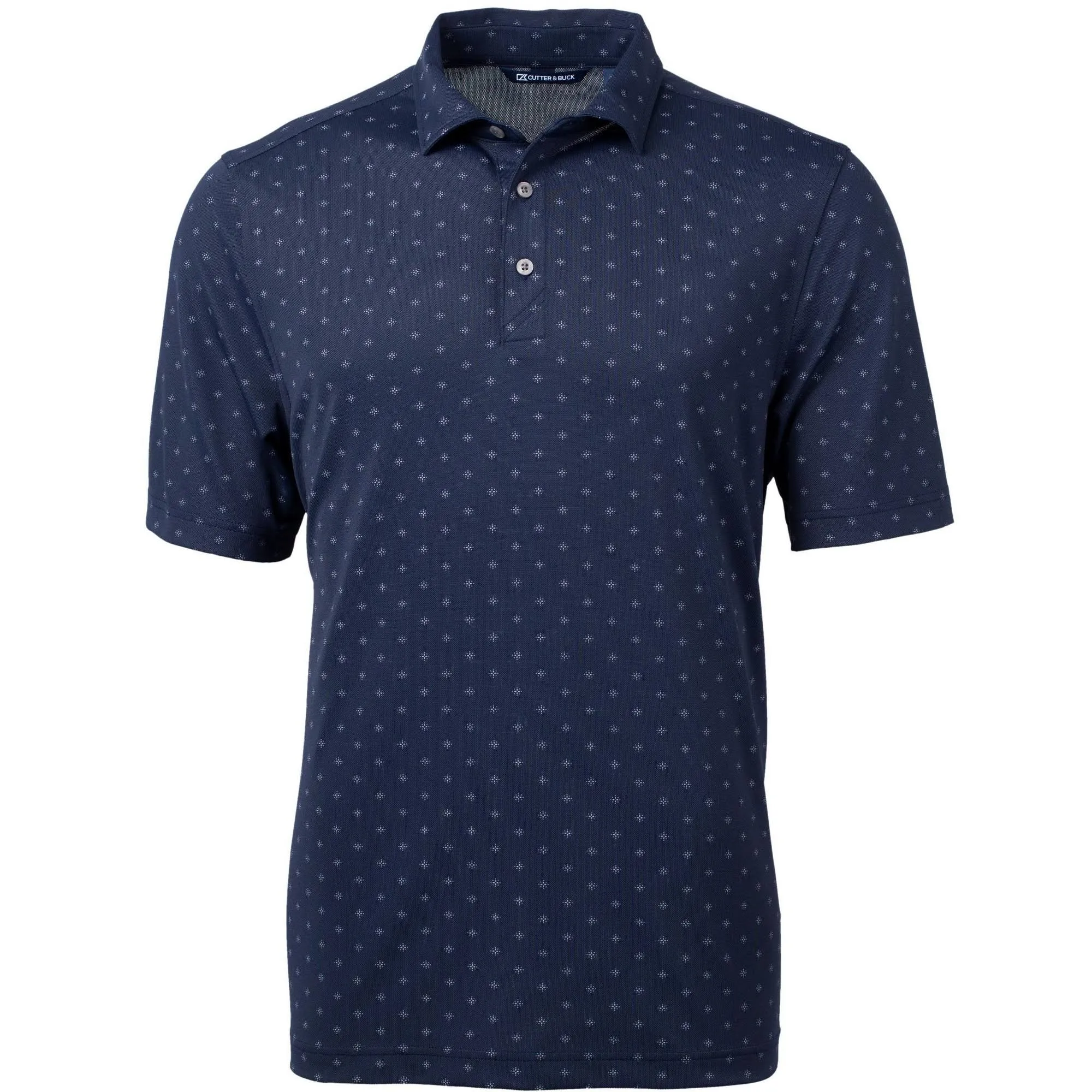 "Cutter & Buck Men's Navy Blue Exp Pique Tile Print Recycled Polo"