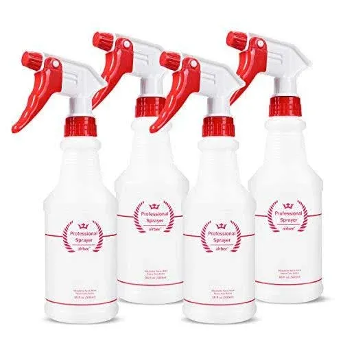 Uineko Plastic Spray Bottle (4 Pack, 16 oz, All-Purpose) Heavy Duty Spraying Bottles Leak Proof Mist Empty Water Bottle for Cleaning Solution