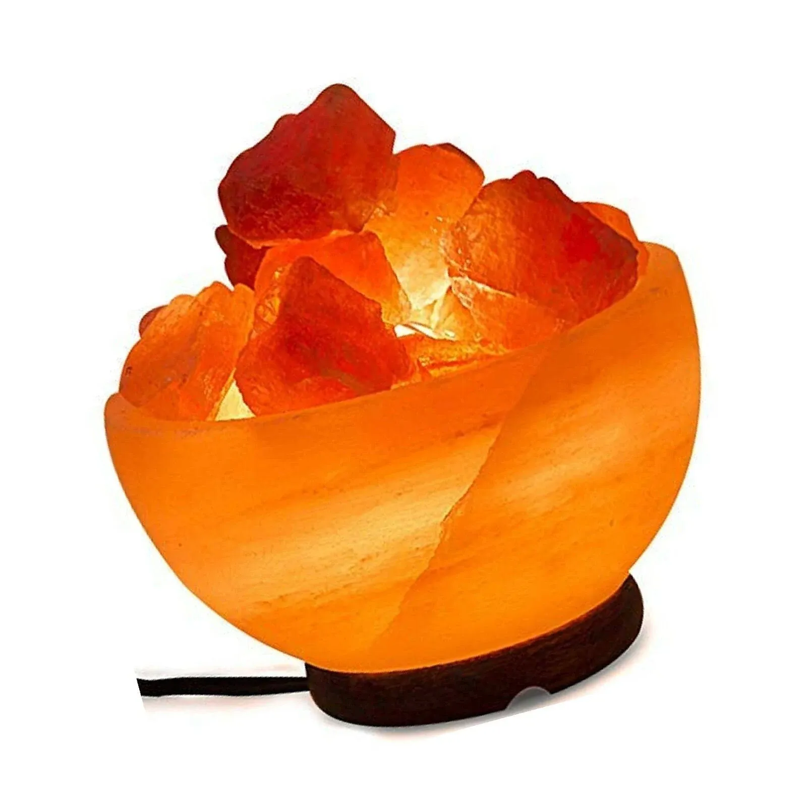 Spantik Himalayan Salt Lamp Bowl with Natural Crystal Chunks, Dimmer Cord and Cl