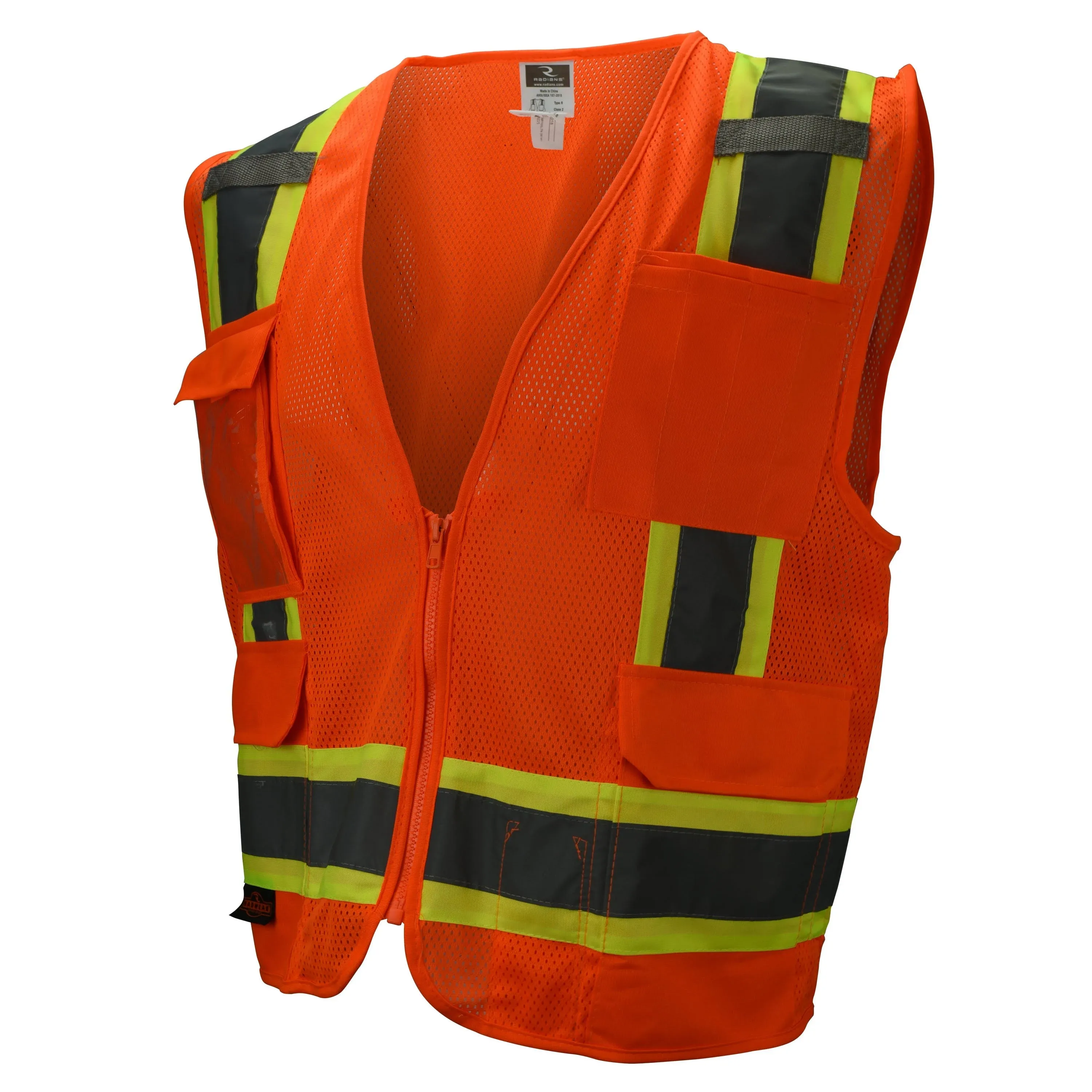 Radians SV6-2ZOM Class 2 Two Tone Surveyor Safety Vest - Orange - M