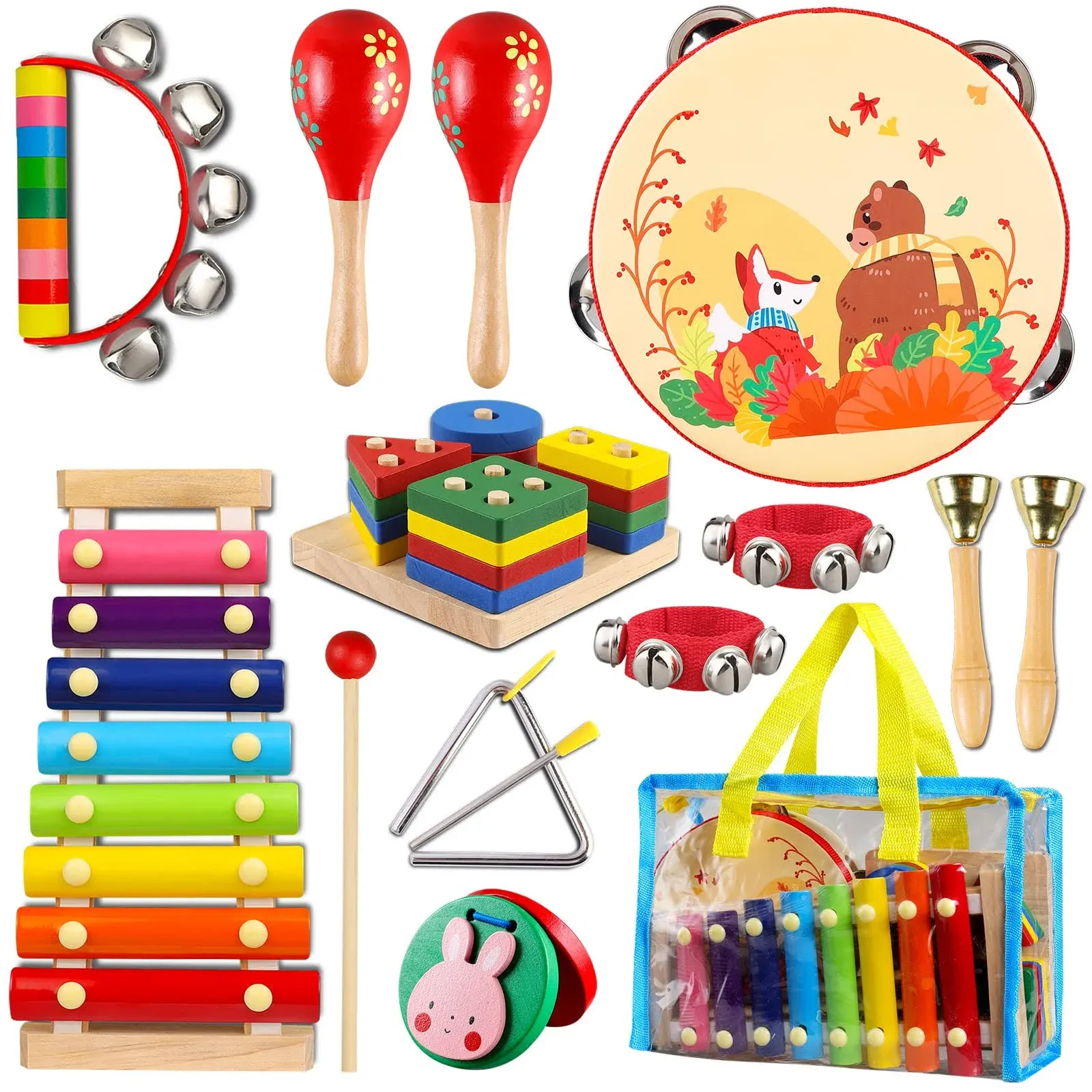 LOOIKOOS Baby Musical Toys ,Musical Instruments for Toddlers 1-3 Kids Wooden ...