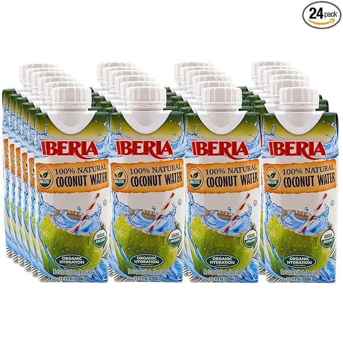 Iberia 100% Pure Organic Coconut Water, 11.1 fl. oz. (Pack of 24)