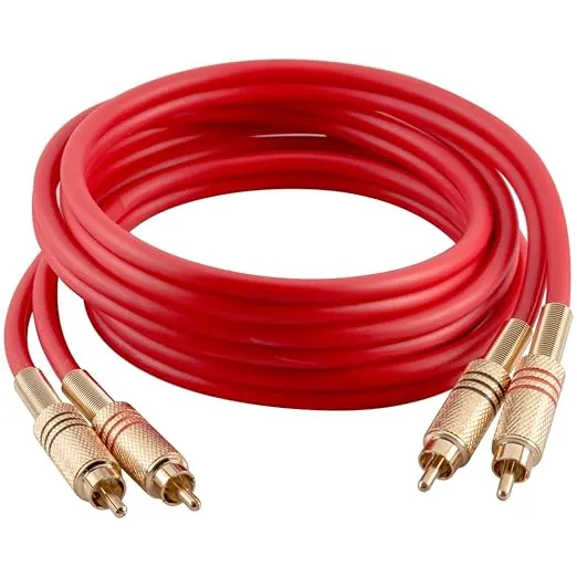 Premium Red 6 Foot Dual RCA Male to Dual RCA Male Audio Patch Cable