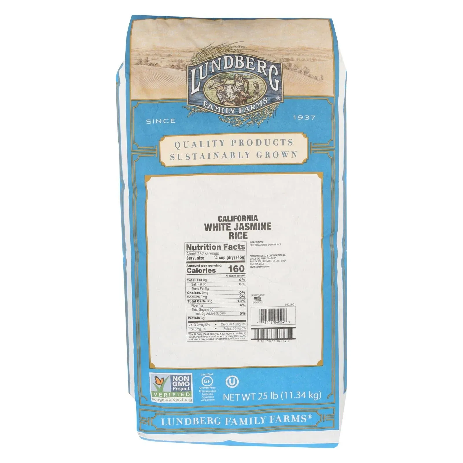 Lundberg Farms Eco-Fr Jasmine White Rice 25 lb