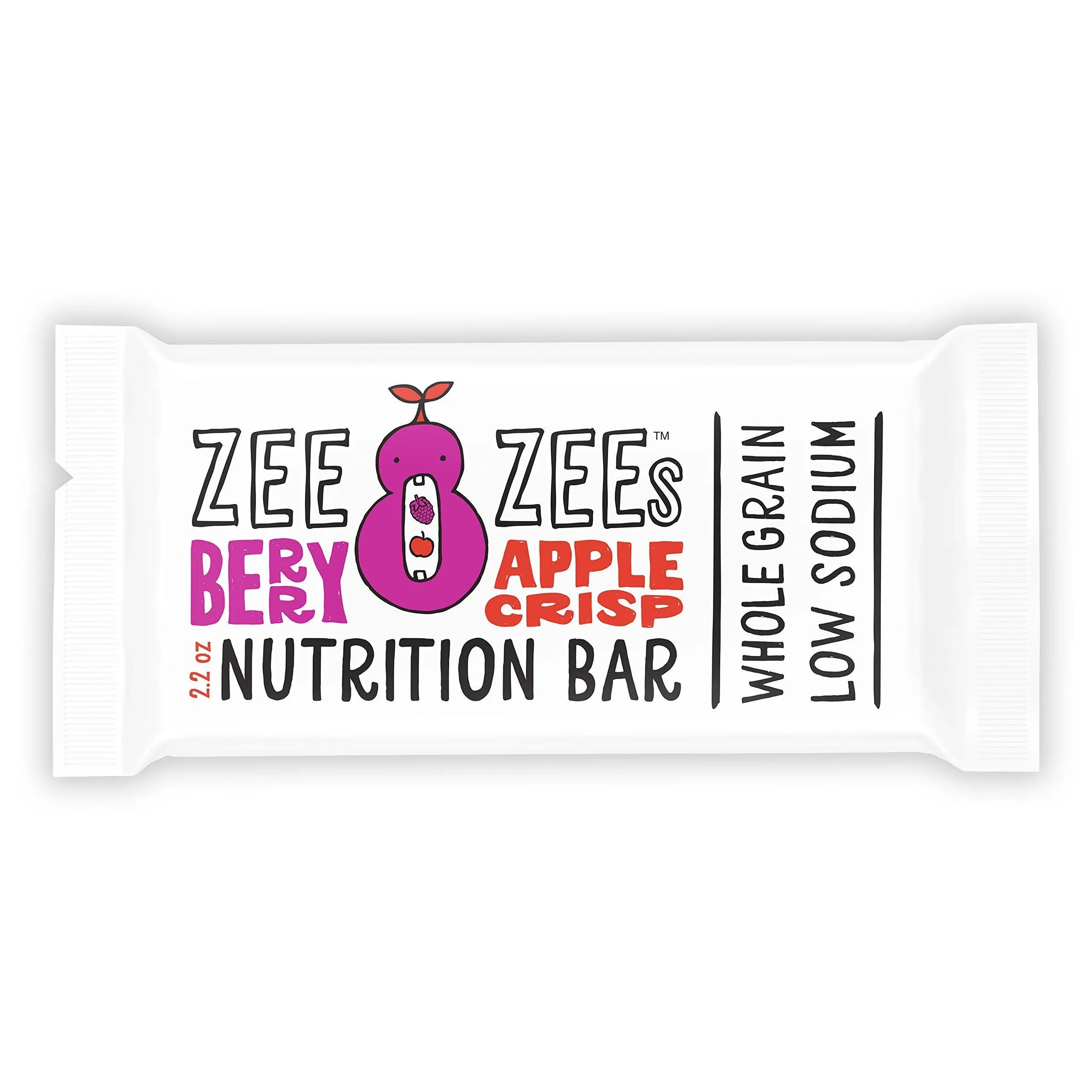 Zee Zees Whole Grain Soft Baked Bars, Berry Apple Crisp, 2.2 oz Bars, 24 Pack