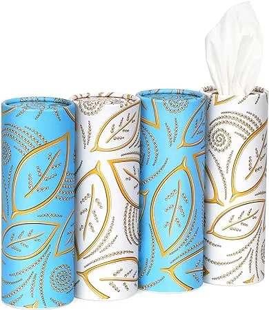 Car Tissue Cylinder with Facial Tissues Bulk, 4 Packs Tissues Tubes for Car, Car Tissue Holder for Car Cup Holder Car Tissue Box, Refillable Tissue Containers, Car Accessories for Travel