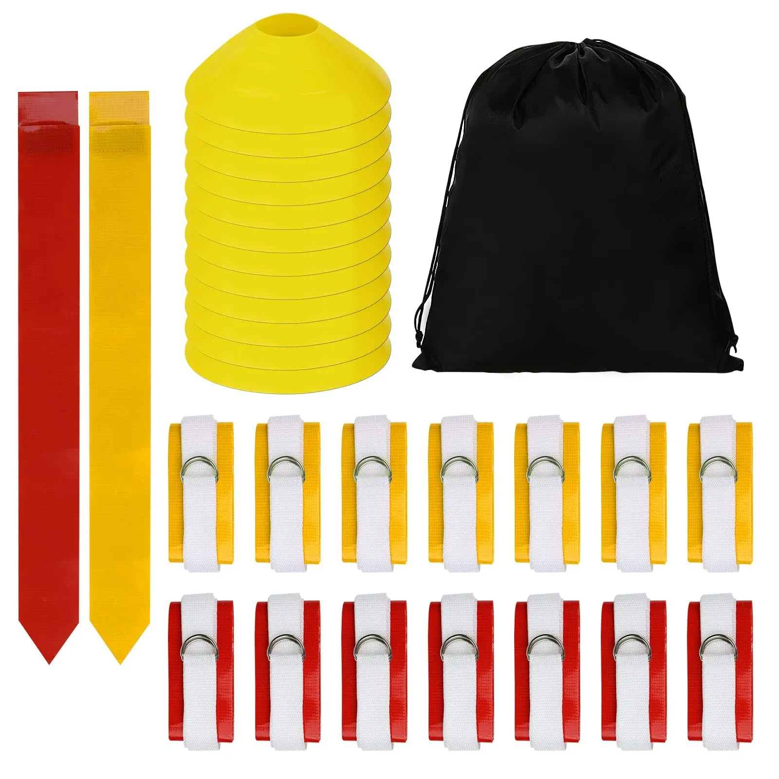 Flag Football Set, 14 Player Flag Football Belts Kit, Includes 14 Belts, 42 Flags,12 Cones and Storage Bag