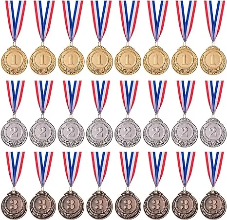 24 Pieces Gold Silver Bronze Award Medals-Winner Medals Gold Silver Bronze Prize