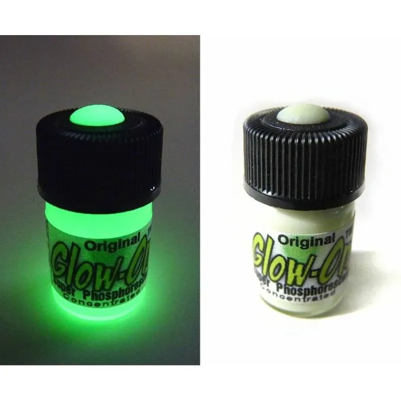 Glow-On Super Phosphorescent, Aqua Color, Gun Night Sights Small 2.3 ml Vial. White Day Color and Aqua Glow. Concentrated, Bright, Long Lasting Glow