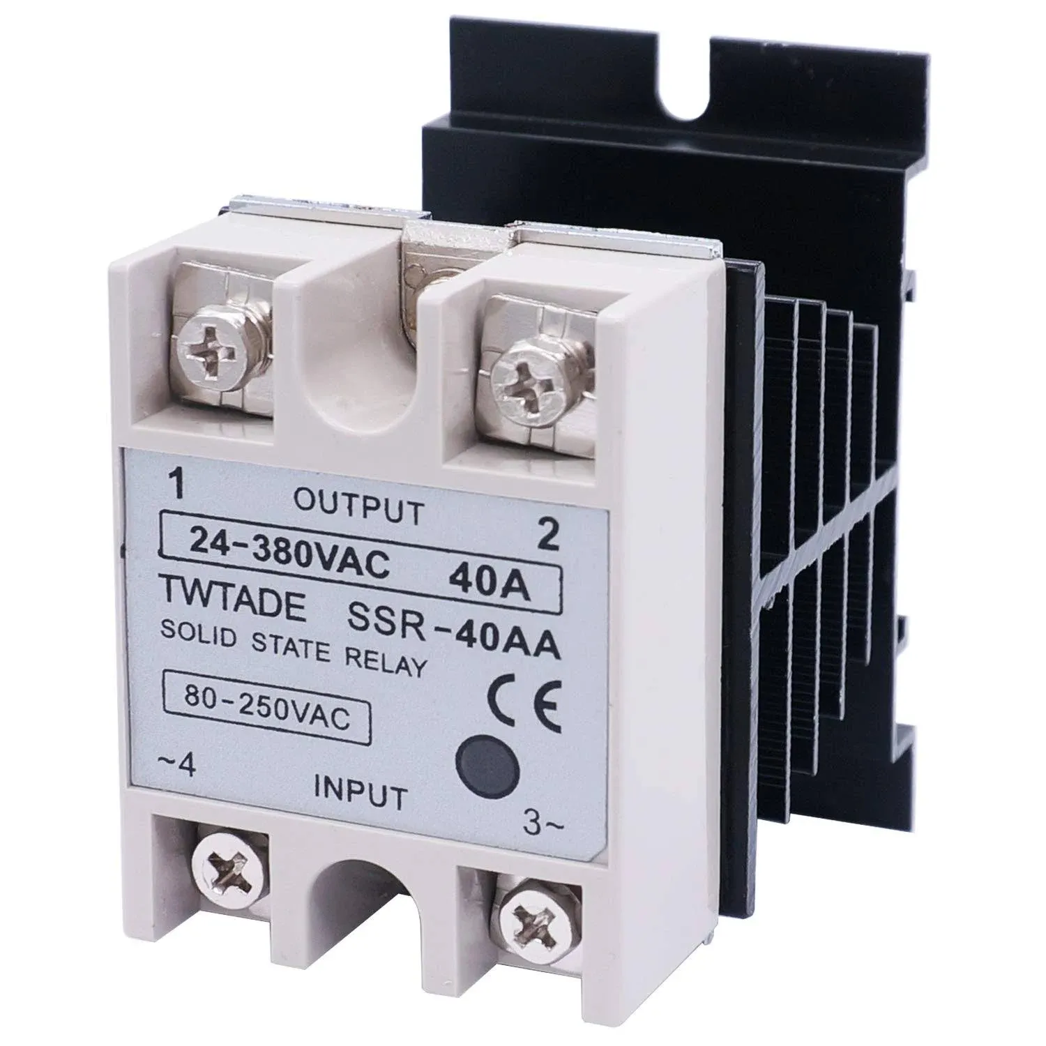 SSR-40 AA 10A AC 80-250V to AC 24V-380V SSR Solid State Relay + Heat Sink