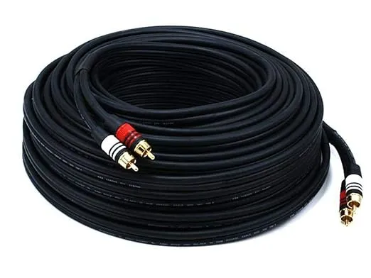 Monoprice 100ft Premium 2 RCA Plug-2 RCA Plug M-M 22AWG Cable - Black