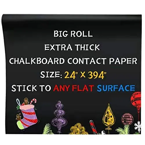 Oxdigi Black Chalkboard Contact Paper/24 x 394 inches/Large Chalk Board Roll Peel & Stick/Self Adhesive Wallpaper Blackboard Wall Decal Sticker Removable/Kids’ Black Chalkboard/extra thick 0.3mm / CPP