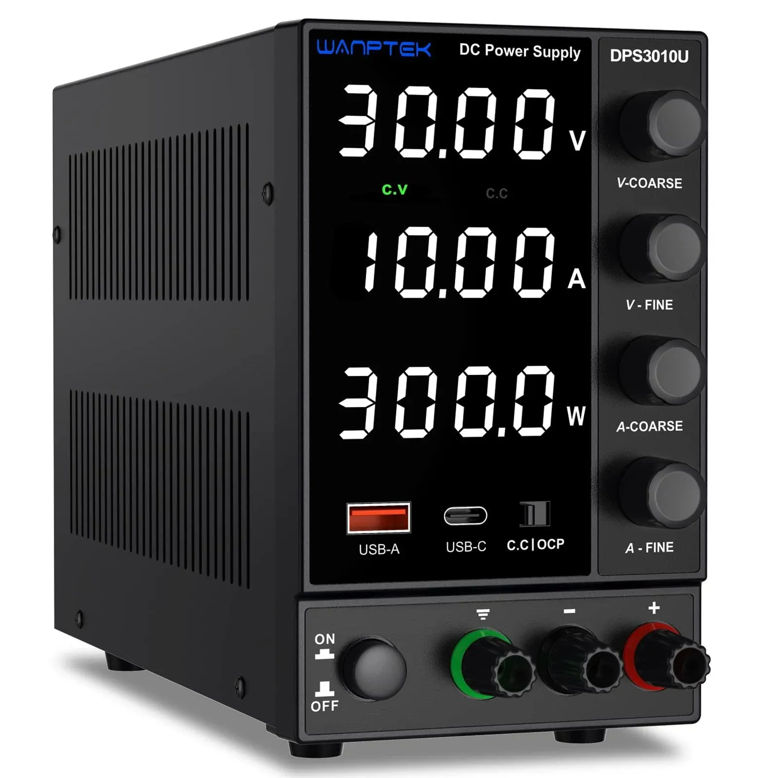 DC Power Supply Variable, Adjustable Switching Regulated Power Supply with Encoder Coarse & Fine Adjustments Knob, Bench Power Supply with USB & Type-C Quick-Charge Interface (Encoder knob, 30V 5A)