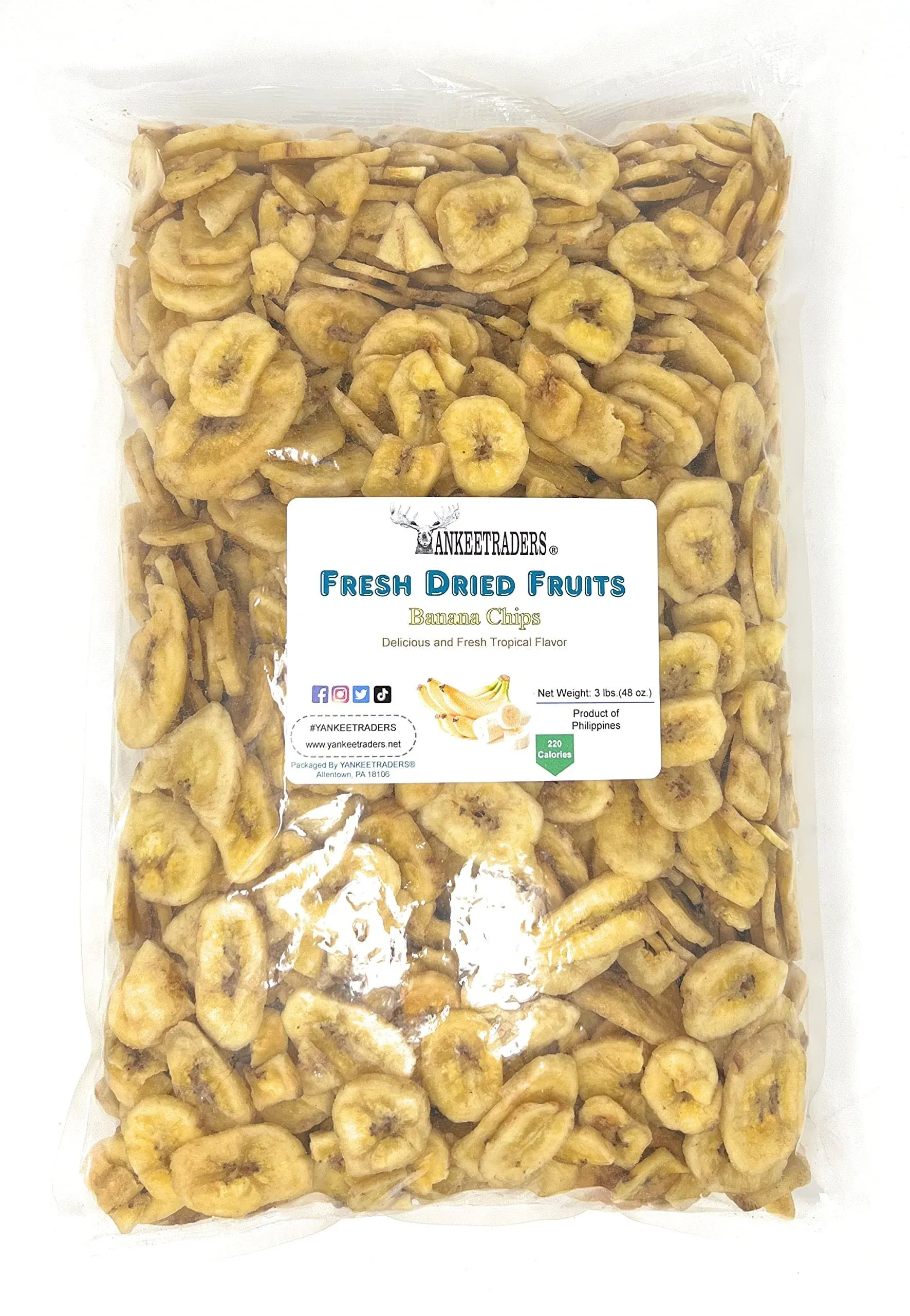 Dried Banana Chips, Bulk, 3 lbs. ~ YANKEETRADERS® Brand ~ FREE SHIPPING