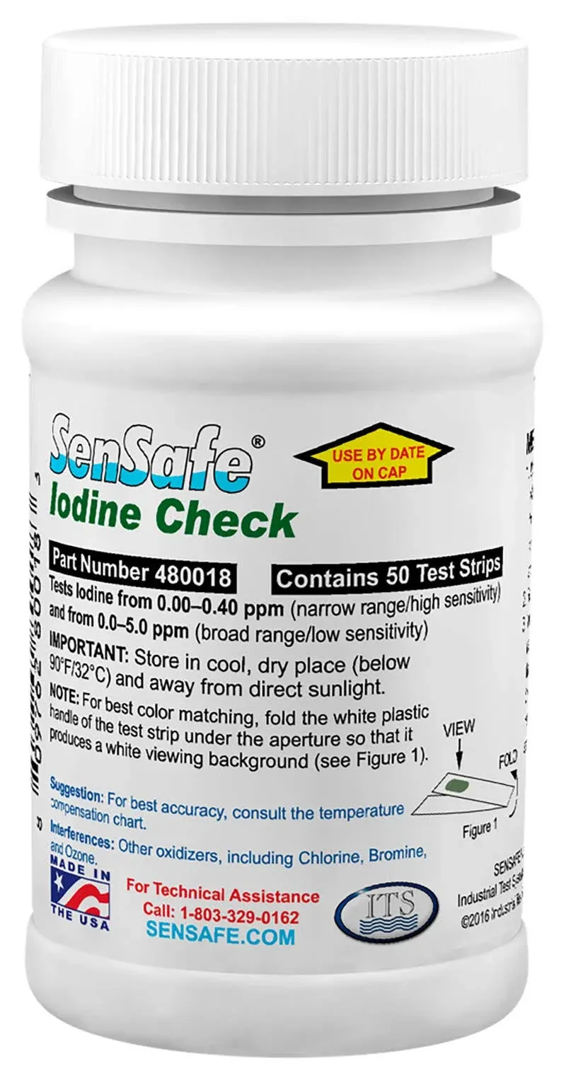 INDUSTRIAL TEST SYSTEMS Test Strips: 0 to 0.4 Iodine Method B/0 to 5 ppm Iodine Method A, Iodine