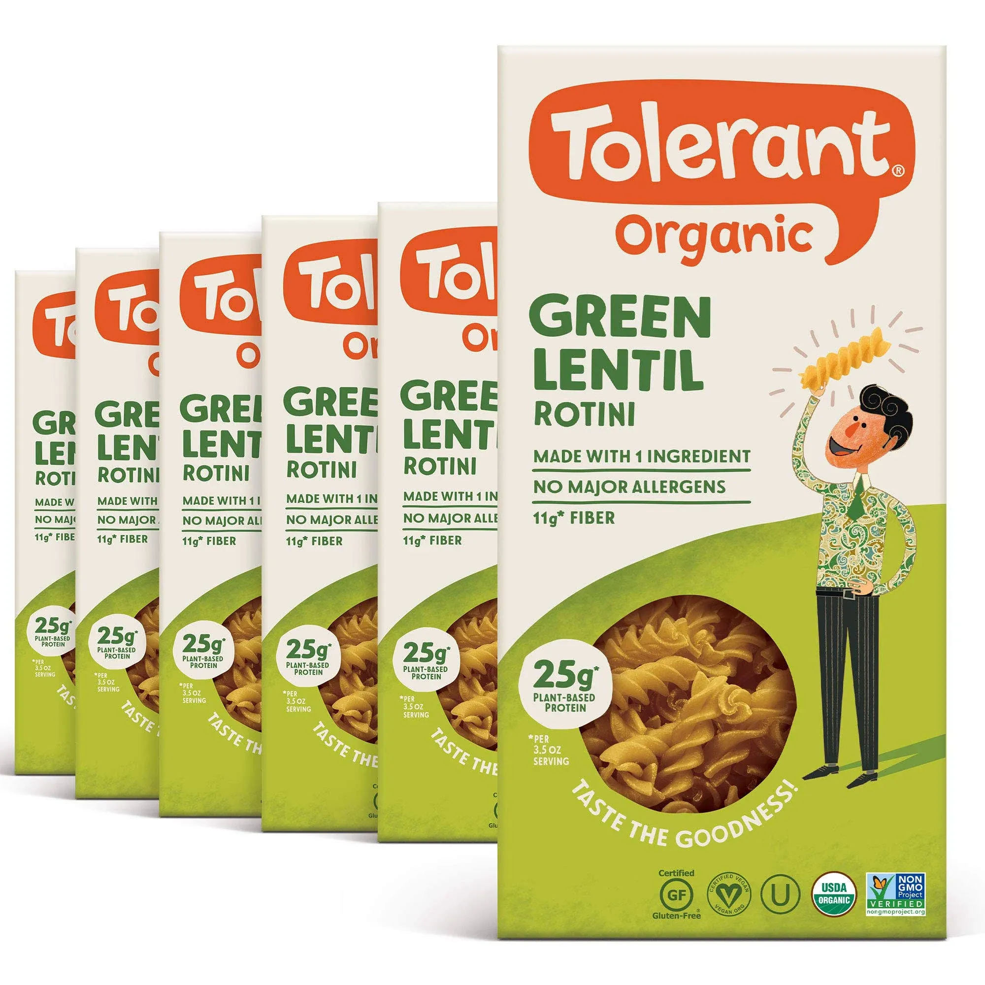 Tolerant Rotini, Organic, Red Lentil - 8 oz