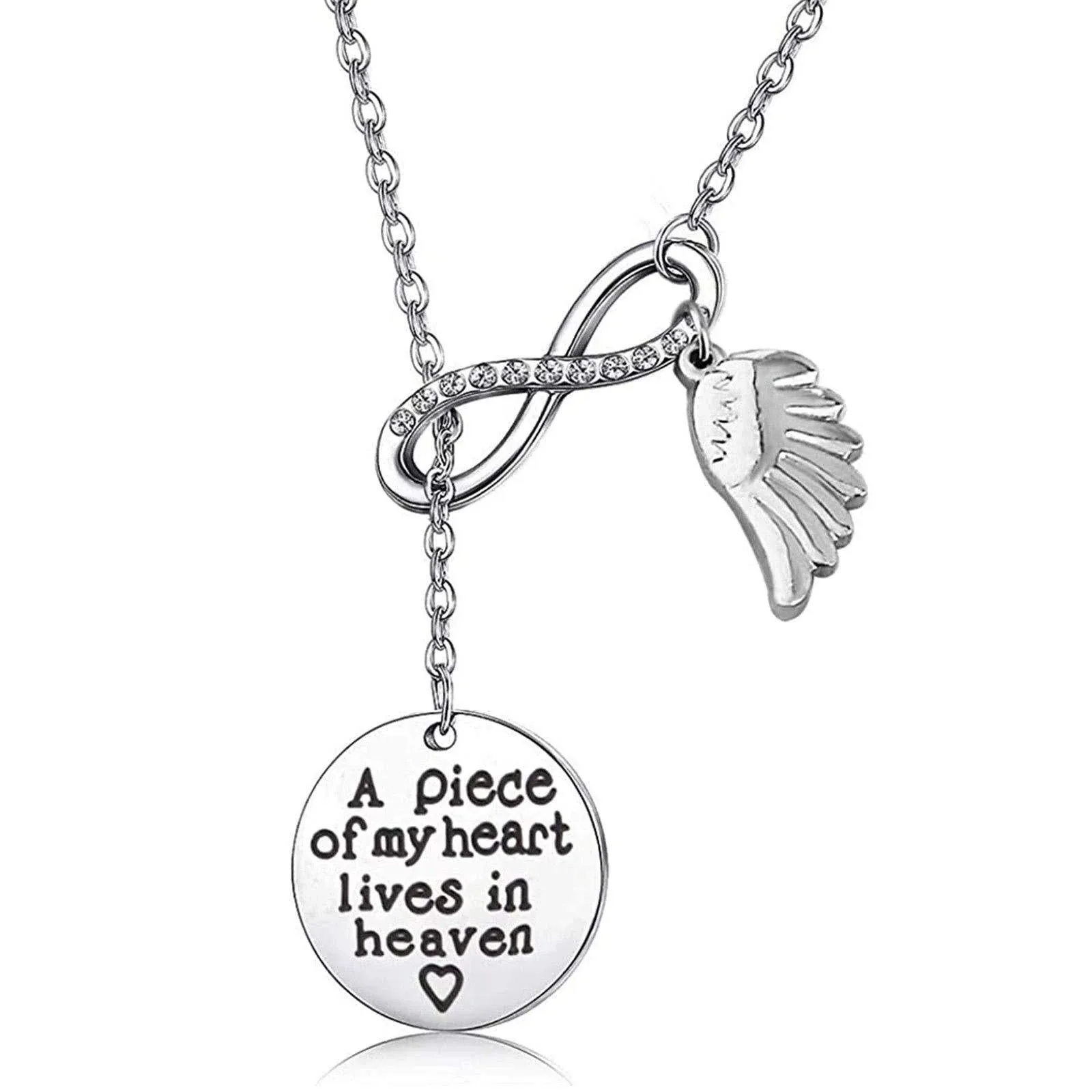 Memorial Jewelry Sympathy Gift A Piece of My Heart Lives In Heaven Y neckalce