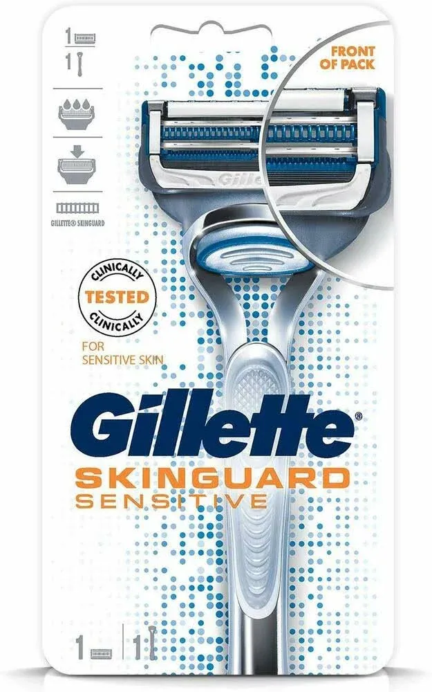 Gillette SkinGuard Razors for Men, 1 Gillette Razor, 4 Razor Blade Refills, Designed for Men with Skin Irritation, Razor Bumps, and Sensitive Skin