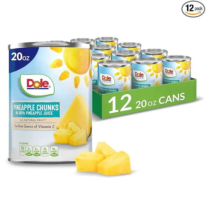 Dole In Juice Chunk Pineapple 20 oz. Bag, PK12