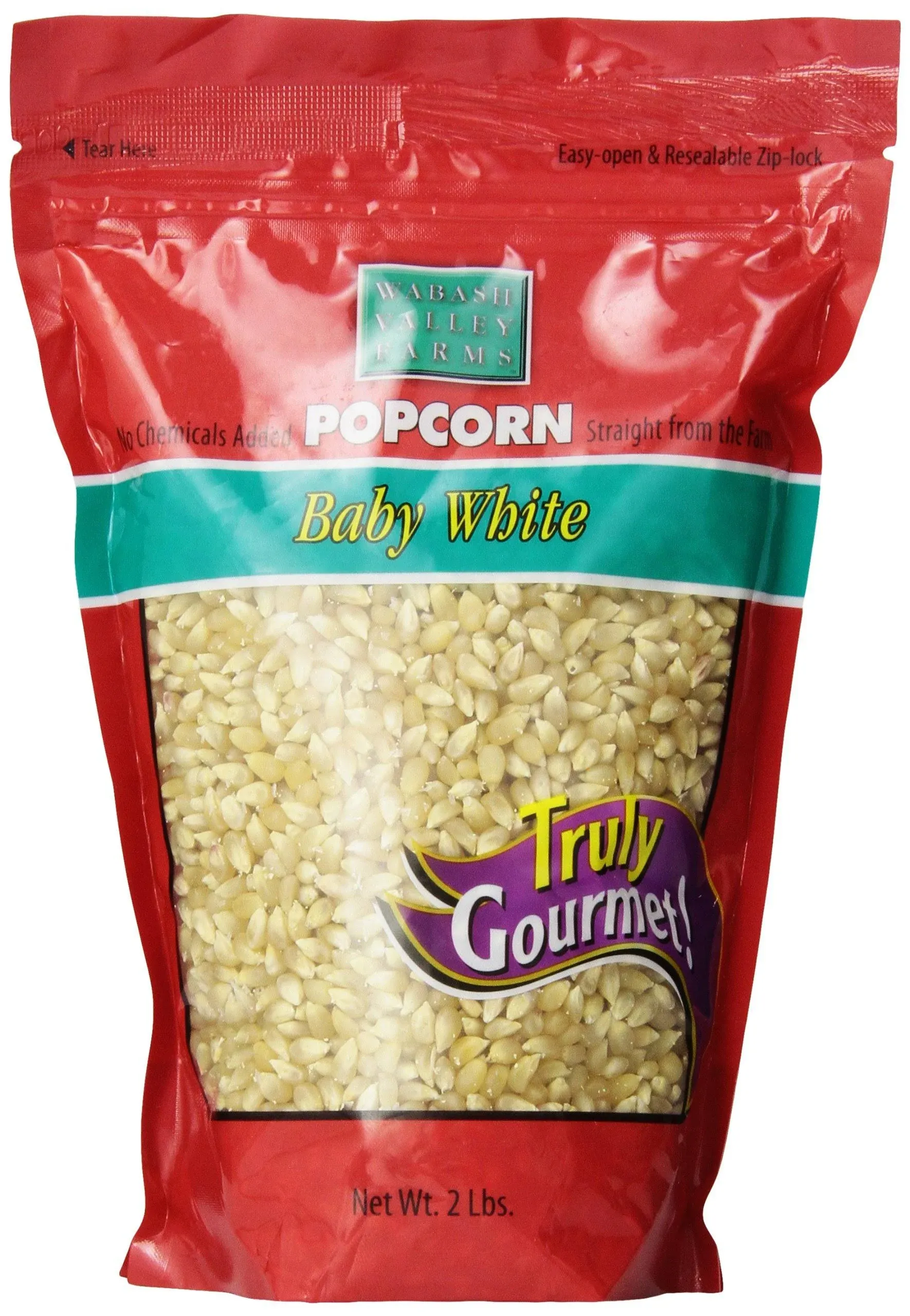 Wabash Valley Farms Popcorn Kernels - Hull-Less Baby White Popcorn Kernels, Gourmet Popcorn Kernels for Popcorn Maker, White Popcorn Kernels for Popping, Non-GMO Popcorn Seeds, Popping Corn (2 lb)