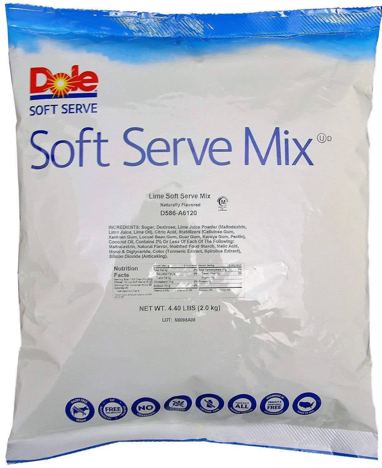 DOLE SOFT SERVE Lime Soft Serve Mix 4.4 lb. - 4/Case