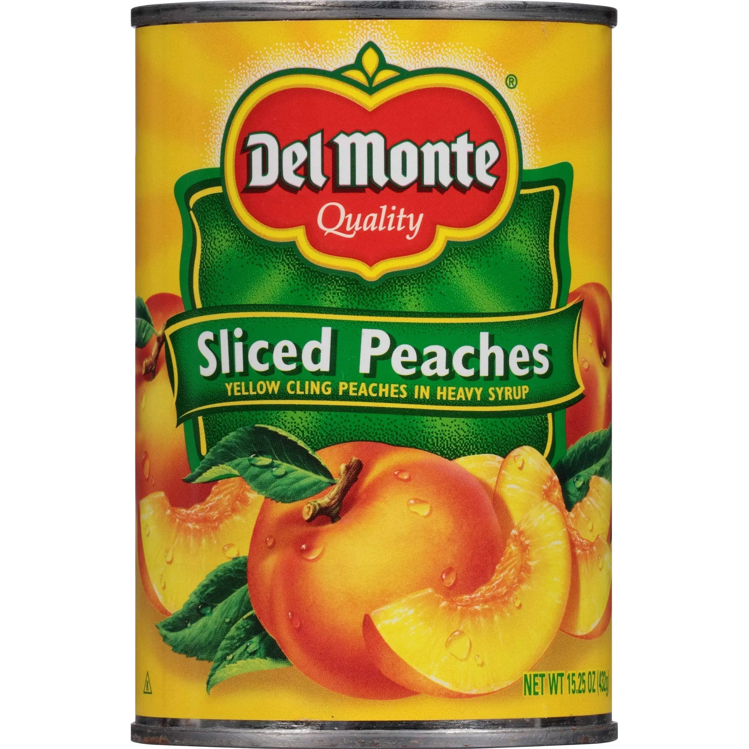 Del Monte MONTE Yellow Cling Sliced Peaches in Heavy Syrup, Canned Fruit,15.25