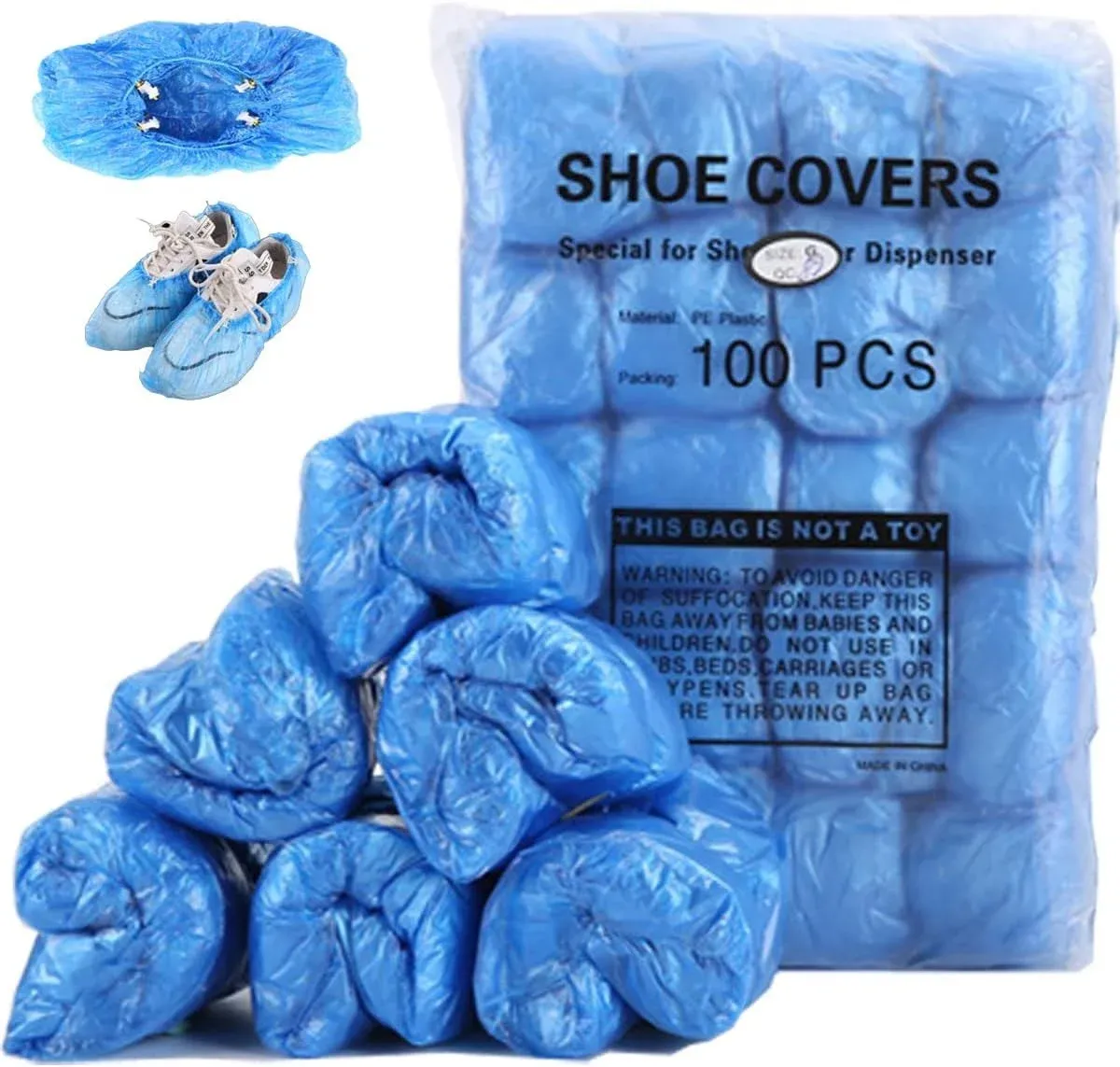 LCPCX Disposable Shoe Covers with T-Buckle Shoe Covers, 100 Packs (50 Pairs), Applicable Shoe Cover Machine, Can Be used in Laborator, Blue