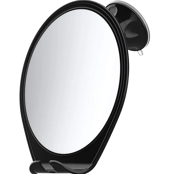 Honeybull Shower Mirror Fogless for Shaving with Suction Razor Holder for Shower Swivel Small Mirror Shower Accessories, Black