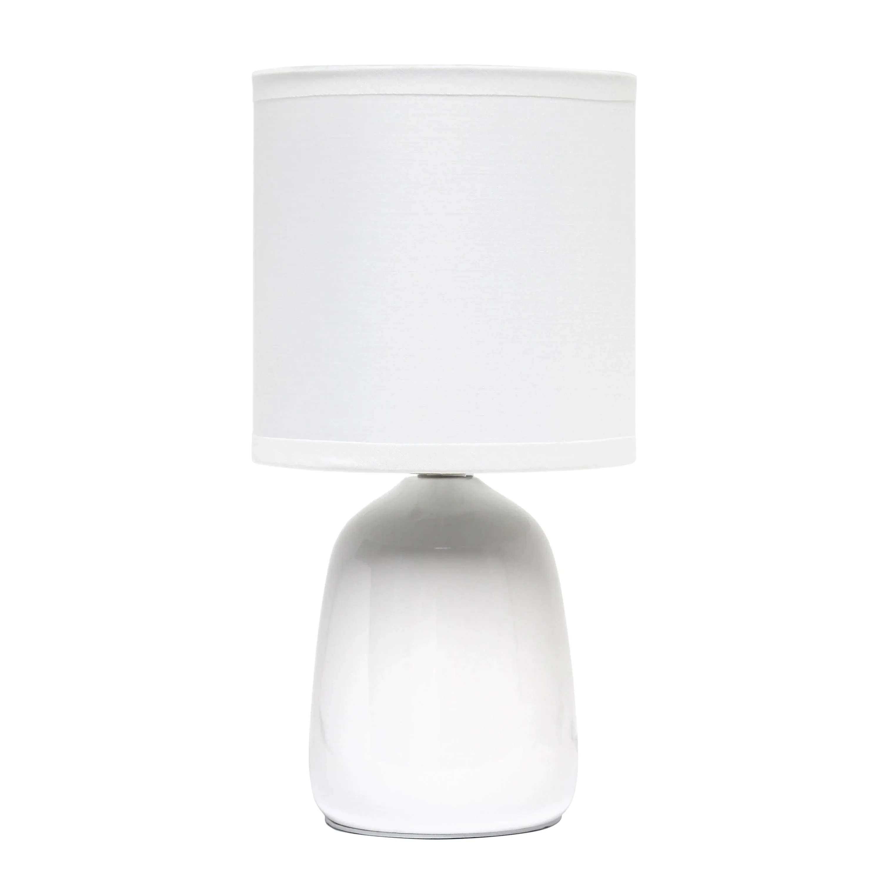 Simple Designs 10.04" Tall Traditional Ceramic Thimble Base Bedside Table Desk Lamp with Matching Fabric Shade - Off White