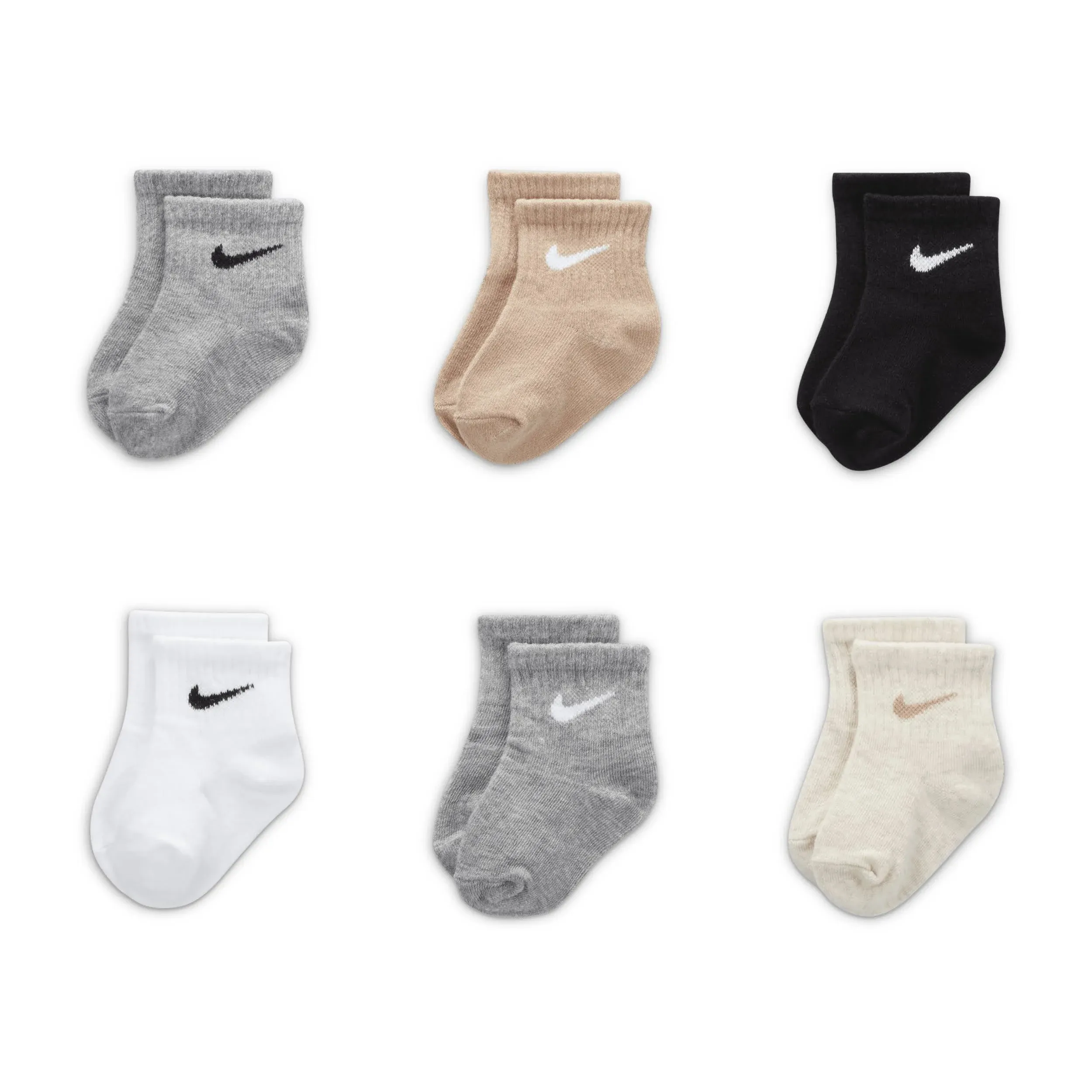 Nike Logo Assorted 6-Pack Crew Socks in Dark Grey Heather/Black