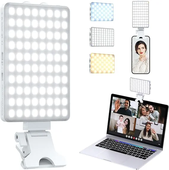 Selfie Light, 80 LED Rechargeable Phone Light Clip, 3 Lights &amp; Infinite Adjus...