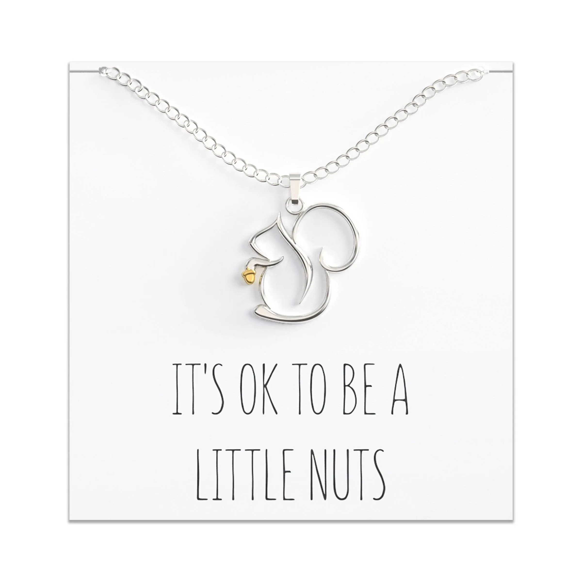 Cute Squirrel Necklace with Funny “It’s Ok to Be A Little Nuts” Gift Card - Happy ...