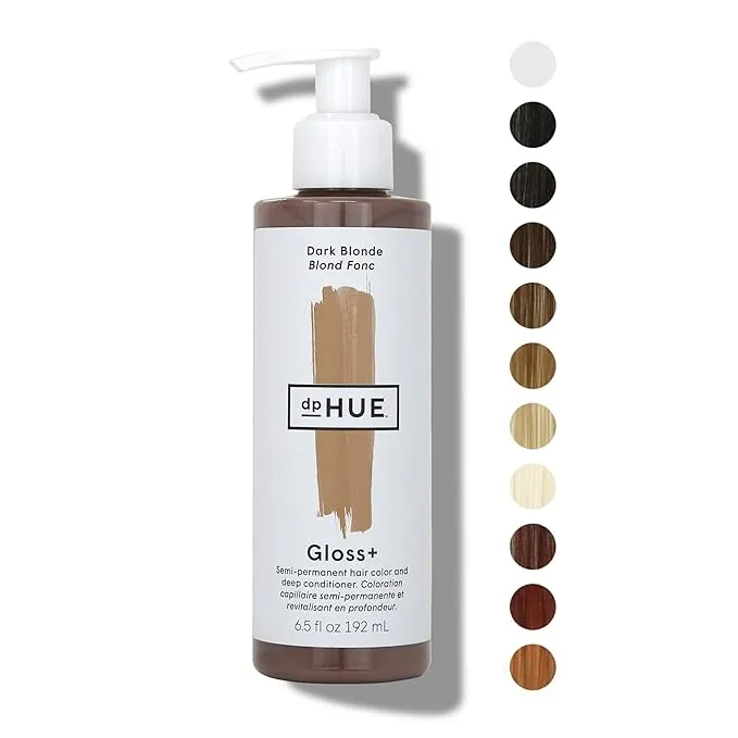 dpHUE Gloss+ - Dark Blonde, 6.5 oz - Color-Boosting Semi-Permanent Hair Dye & Deep Conditioner - Enhance & Deepen Natural or Color-Treated Hair - Gluten-Free, Vegan