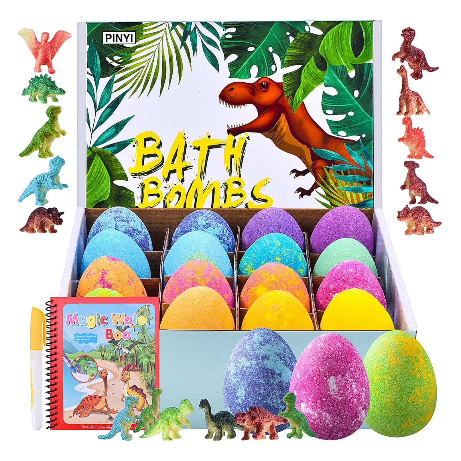 16 Pack Dinosaur Bath Bombs for Kids with Surprise Inside, Dino Bath Bombs with ...