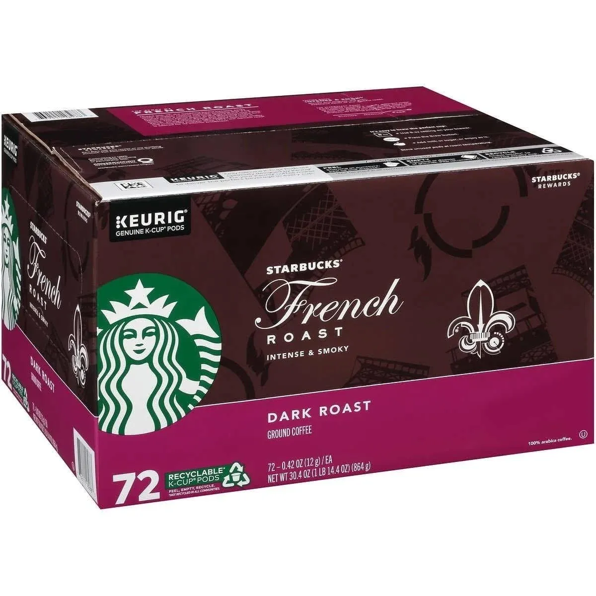 Starbucks Coffee, Ground, Dark Roast, French Roast, K-Cup Pods - 22 pack, 0.42 oz pods