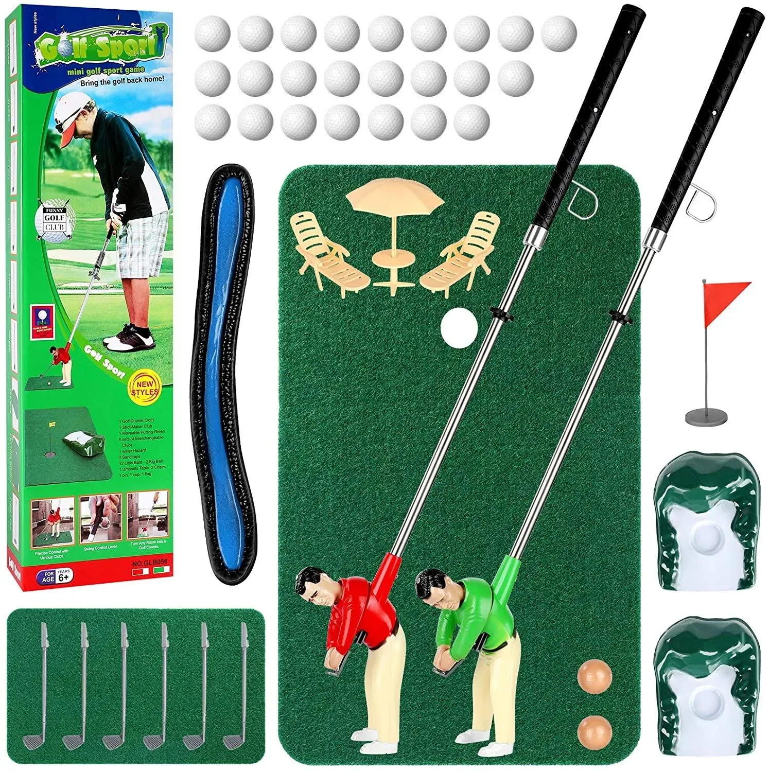 Wassteel Mini Golf Toys for Kids/Adult, Retirement Gift Two Mini Golfers for Parent-child Interaction, Fun Play Golf Indoor G