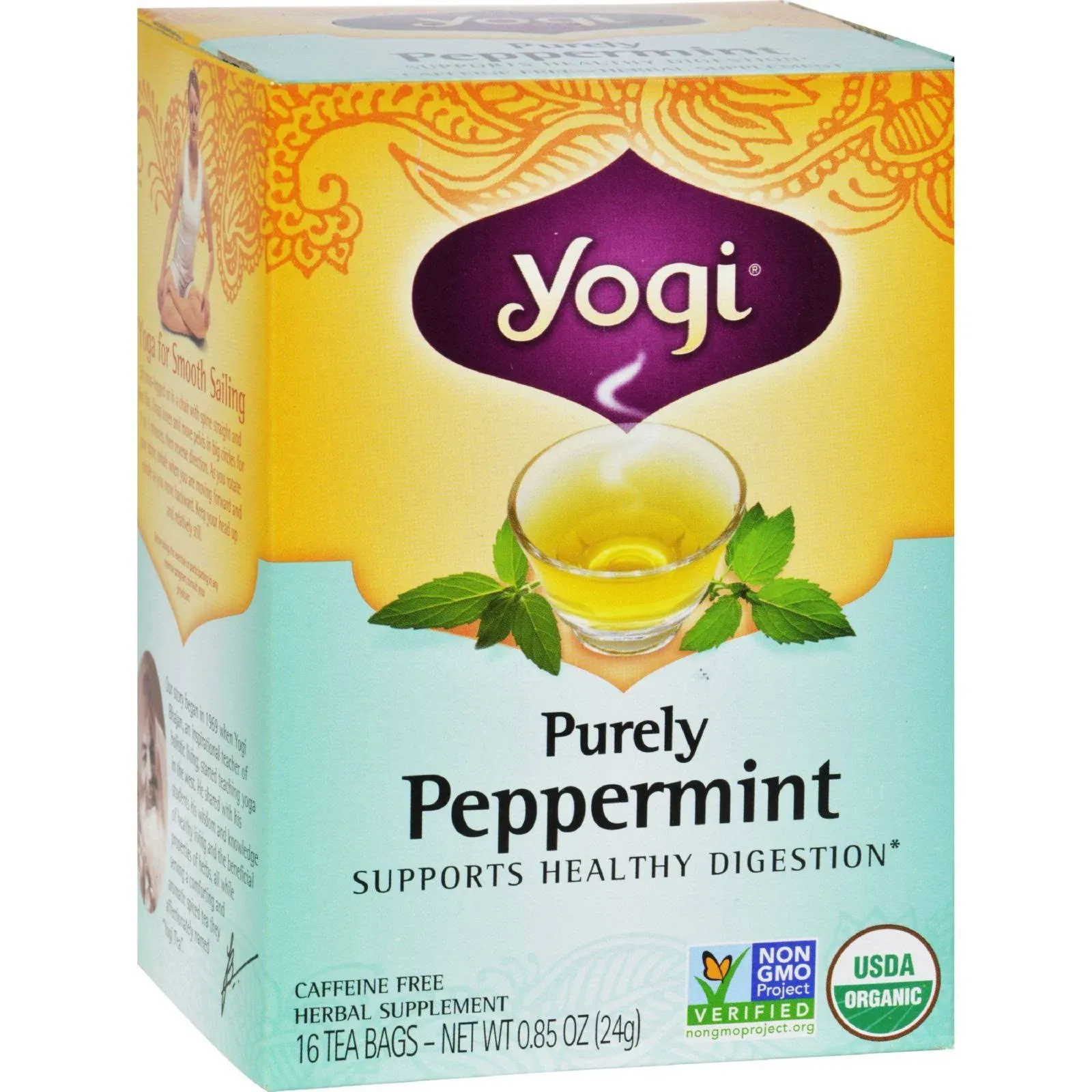 Yogi Organic Purely Peppermint Herbal Tea - 16 count, 0.85 oz box