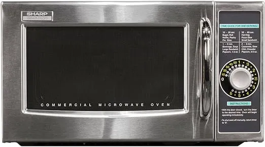 Sharp R-21LCFS Medium-Duty Commercial Microwave Oven with Dial Timer, Stainless Steel, 1000-Watts, 120-Volts, One Size