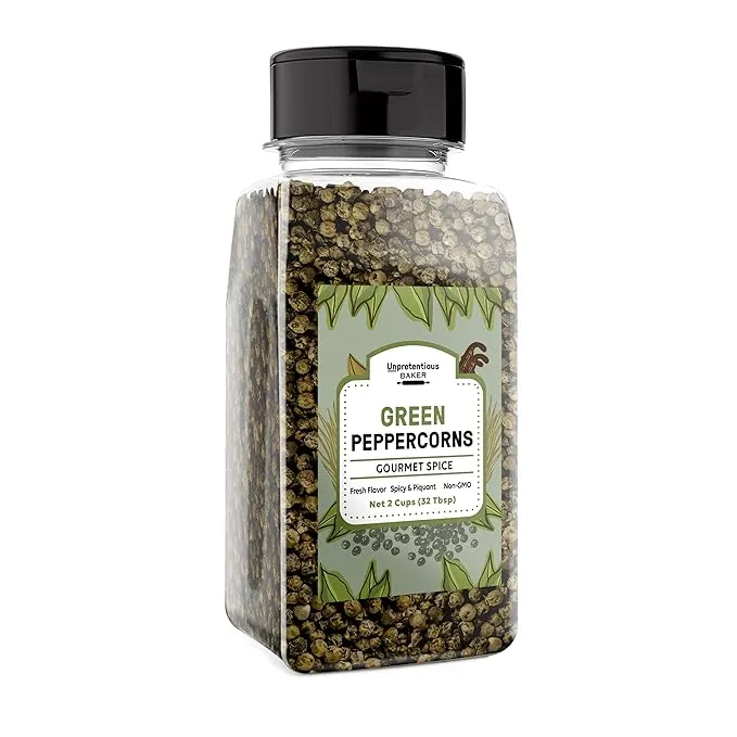 Unpretentious Green Peppercorns, 2 Cups, Fresh & Spicy Flavor