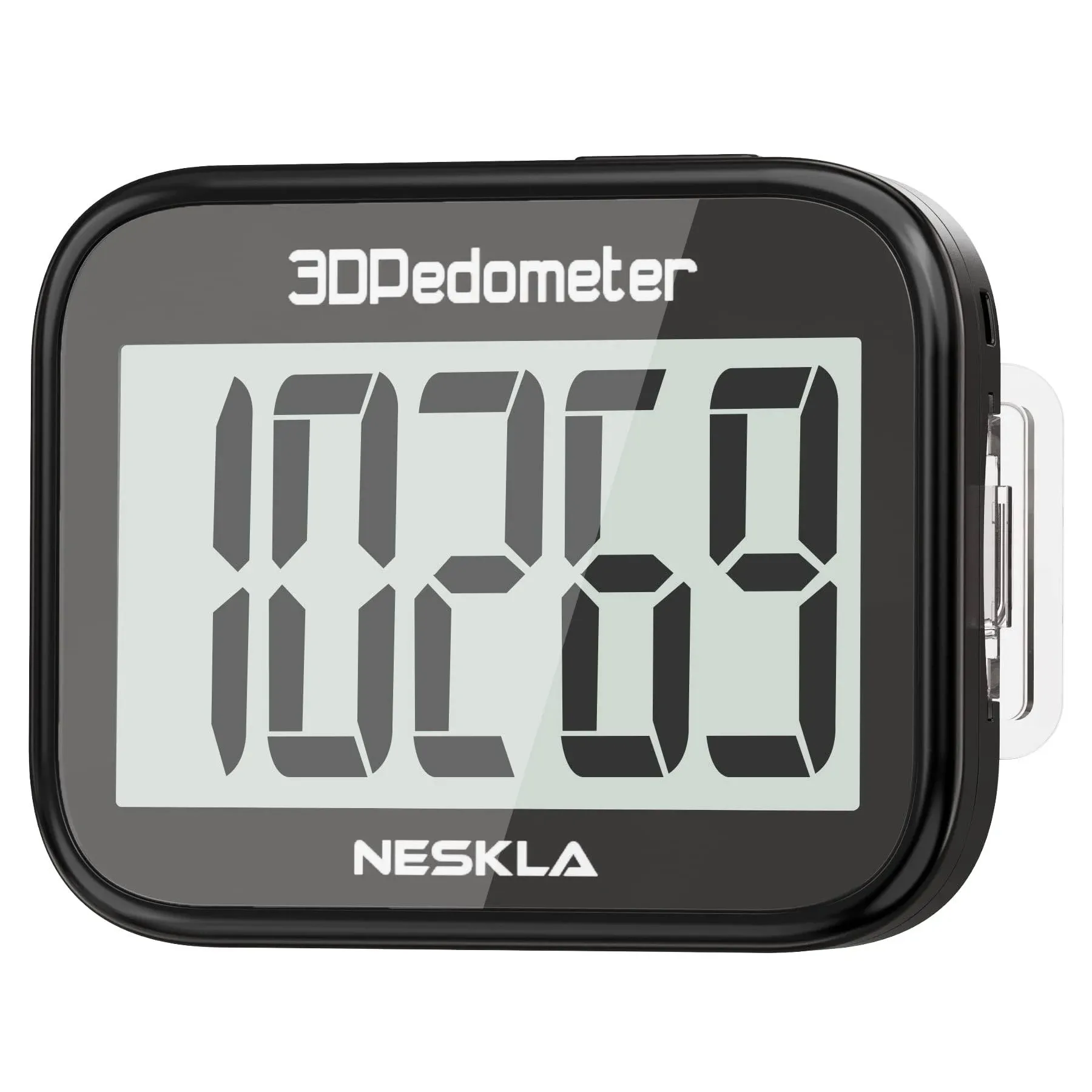 Neskla 3D Pedometer for Walking, Simple Step Counter for Walking with Large Digital Display, Step Tracker with Removable Clip Lanyard, Accurately