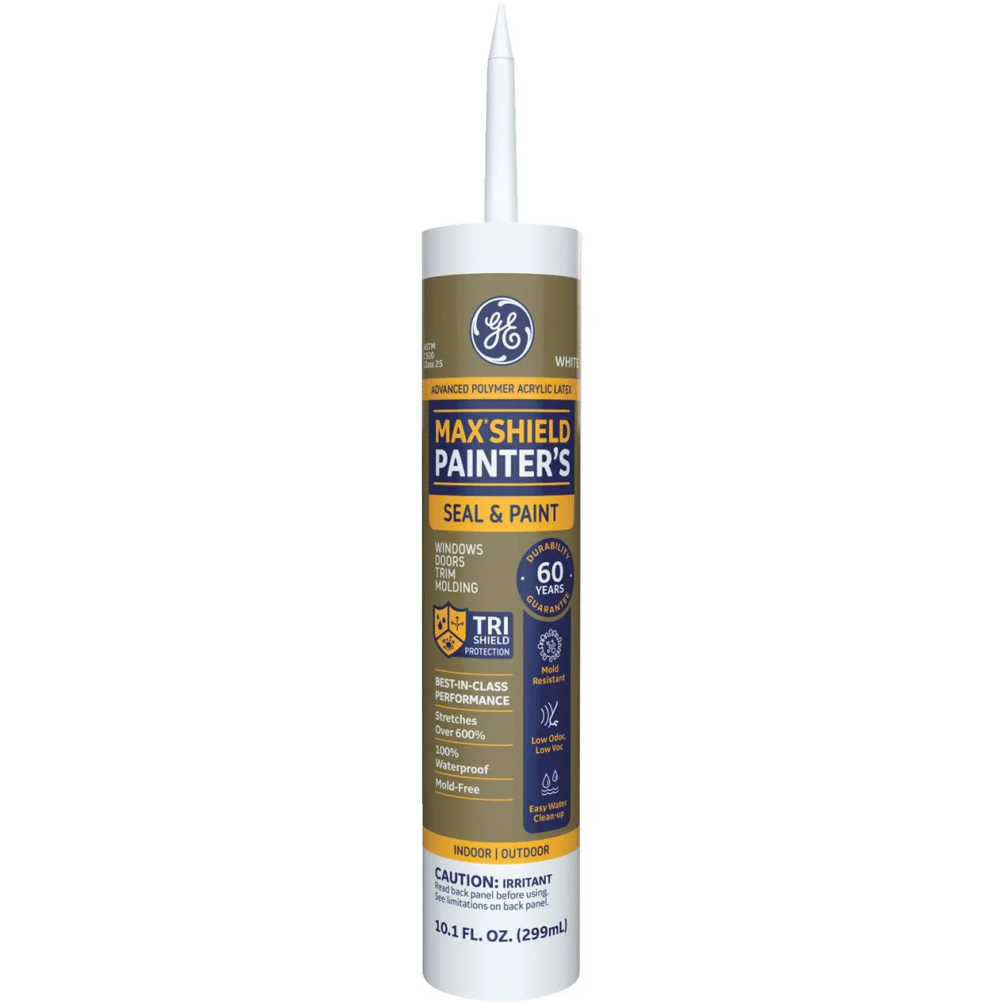 GE Max Shield Painter&#039;s Siliconized Acrylic Latex Sealant Caulk, White, 10.1oz